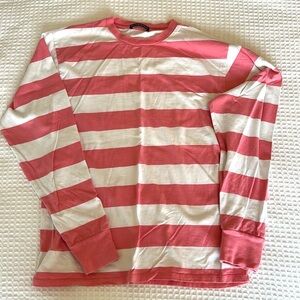 Brandy Melville Pink and White Striped Long Sleeve